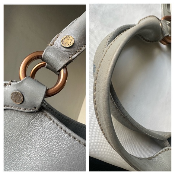 CARTIER Marcello Gray Leather Handbag Embroidered Logo - Picture 8 of 9